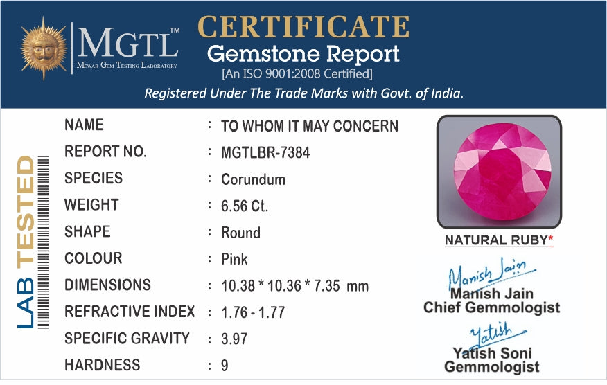 Burma Ruby - 6.56 Carat Limited Quality BR-7384