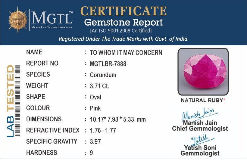 Burma Ruby - 3.71 Carat Limited Quality BR-7388