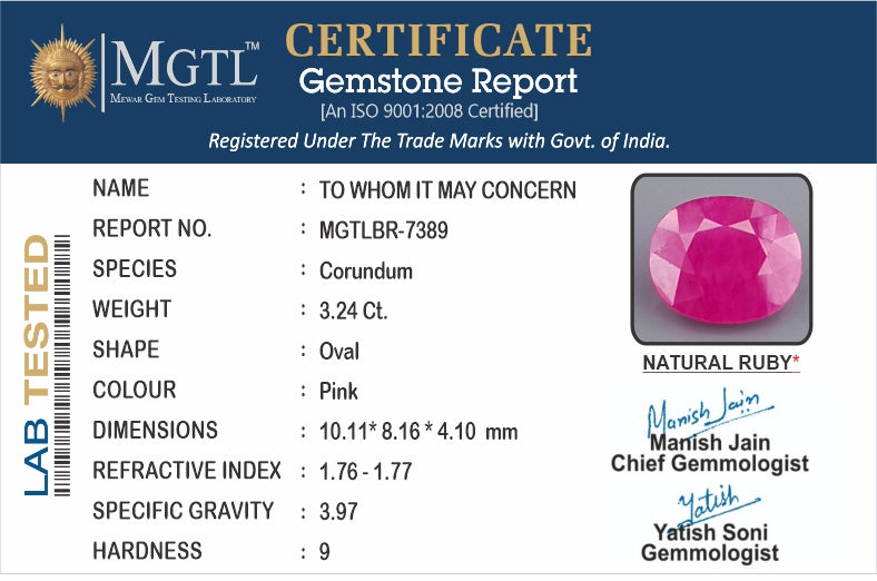 Burma Ruby - 3.24 Carat Limited Quality BR-7389