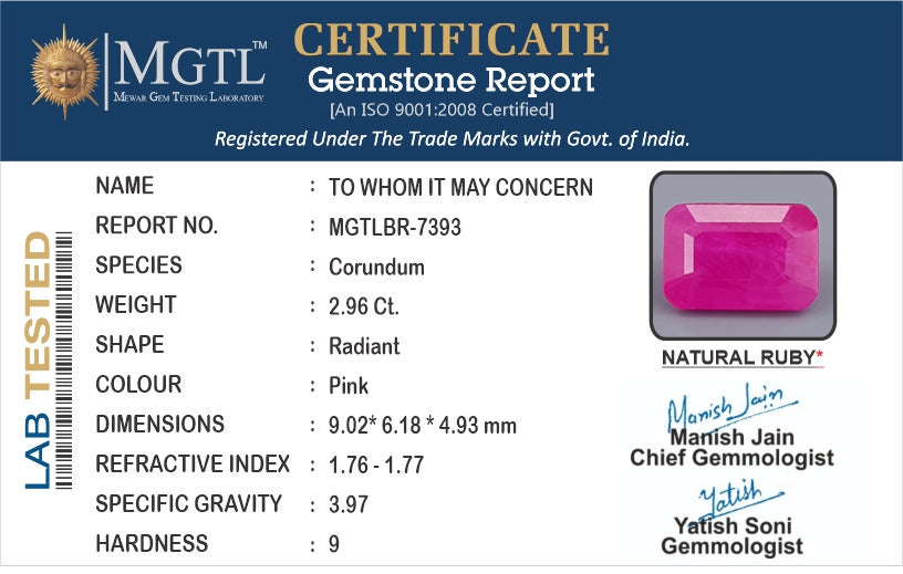 Burma Ruby - 2.96 Carat Limited Quality BR-7393
