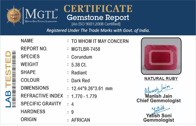 African Ruby - 5.38 Carat Limited Quality BR-7458