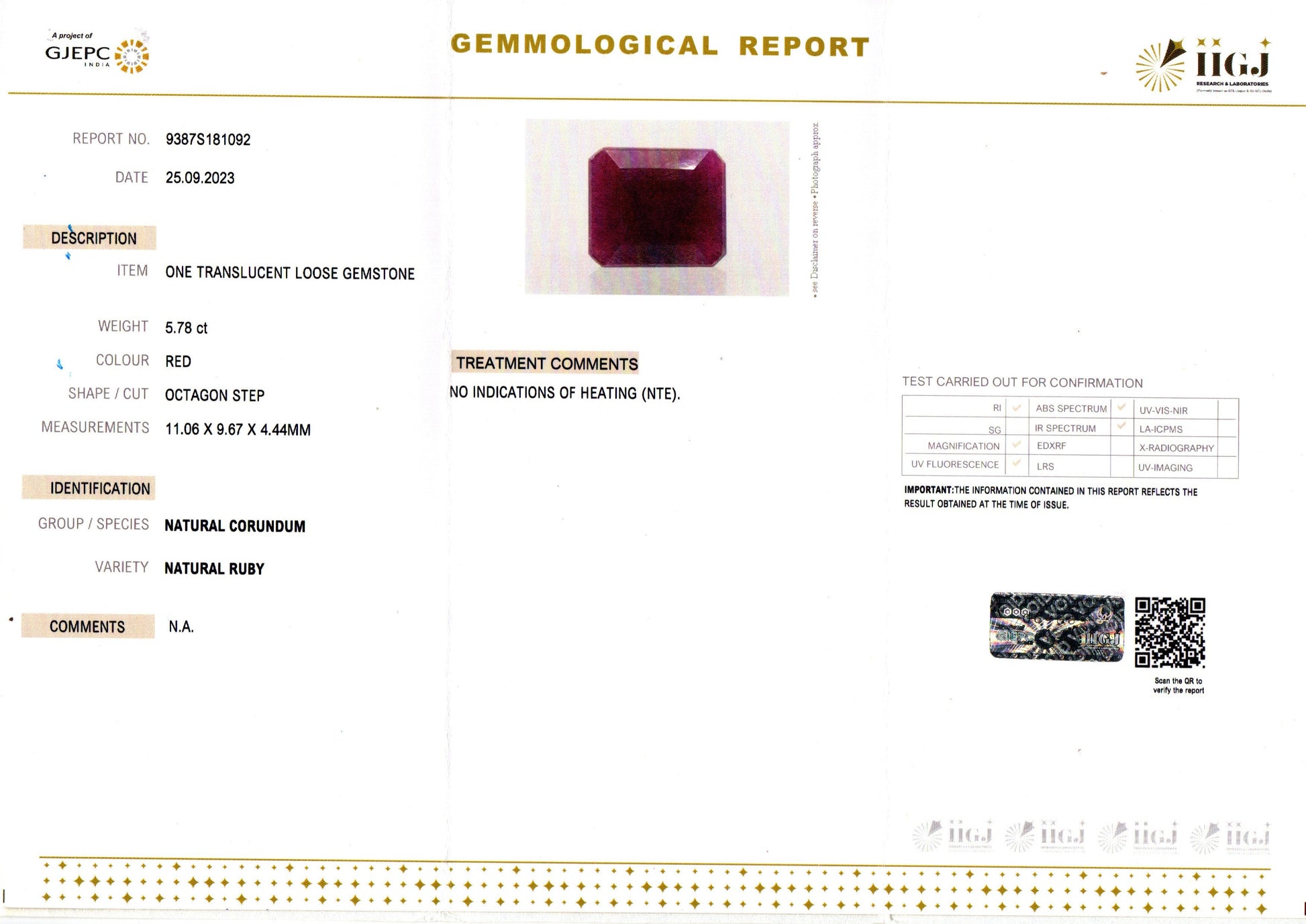 African Ruby - 5.78 Carat Limited Quality BR-7460