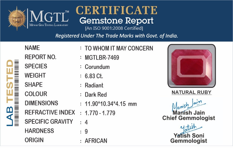 African Ruby - 6.83 Carat Limited Quality BR-7469