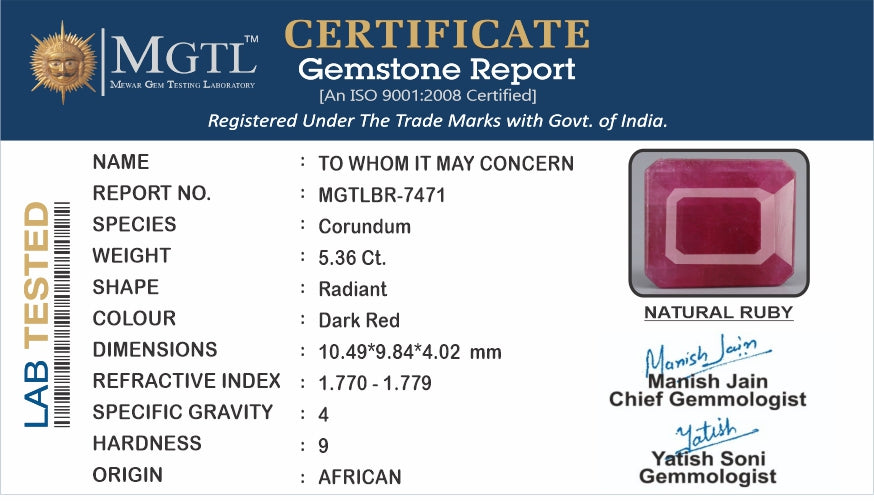 African Ruby - 5.36 Carat Limited Quality BR-7471