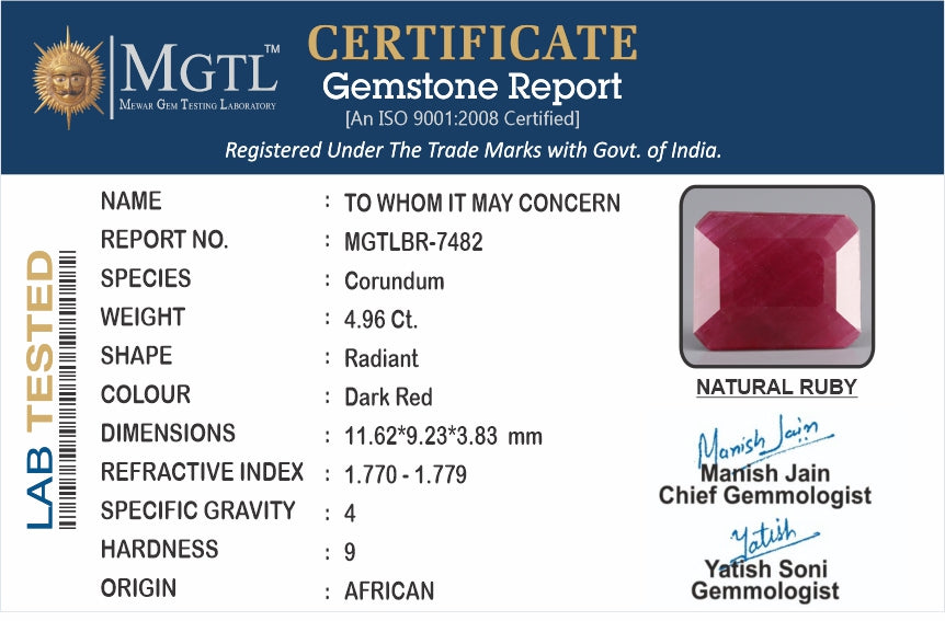 African Ruby - 4.96 Carat Limited Quality BR-7482