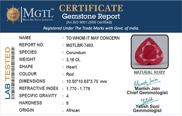 Mozambique Ruby - 3.16 Carat Rare Quality BR-7493
