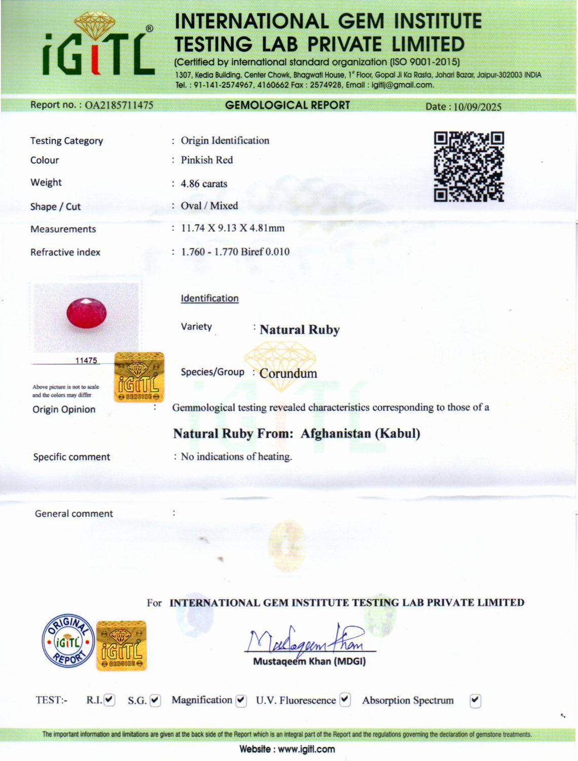 Ruby - 4.86 Carat Limited Quality BR-7509