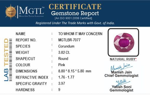 Thailand Ruby - 3.82 Carat Limited Quality BR-7077