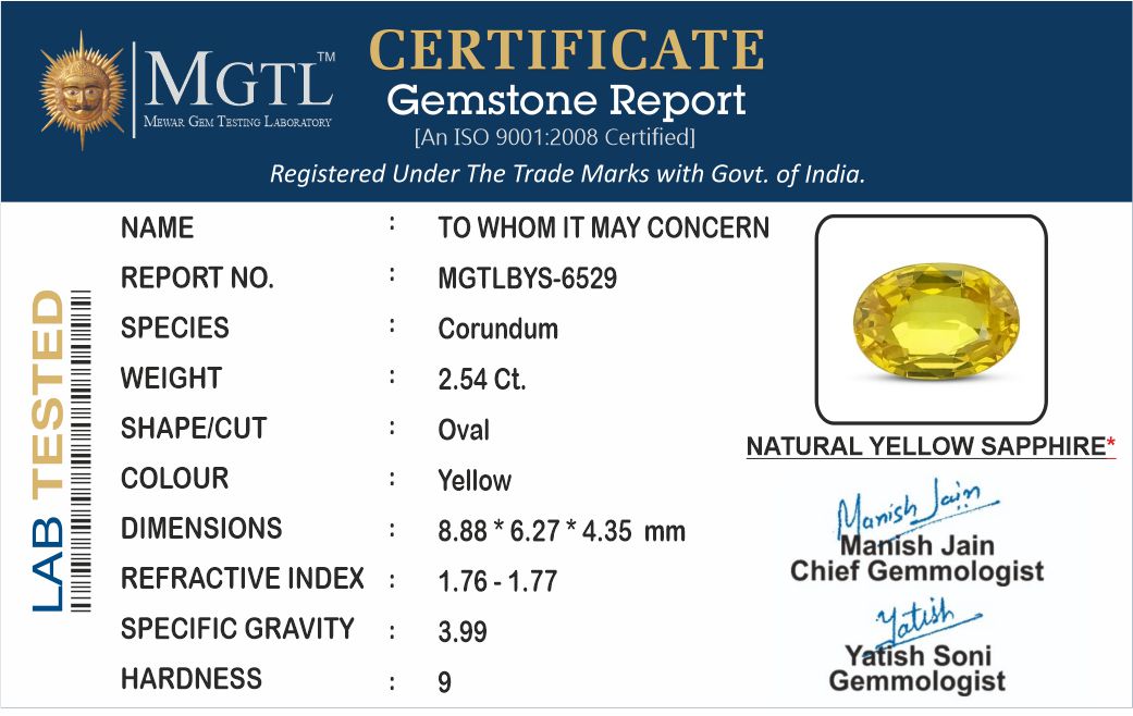 Yellow Sapphire - 2.54 Carats