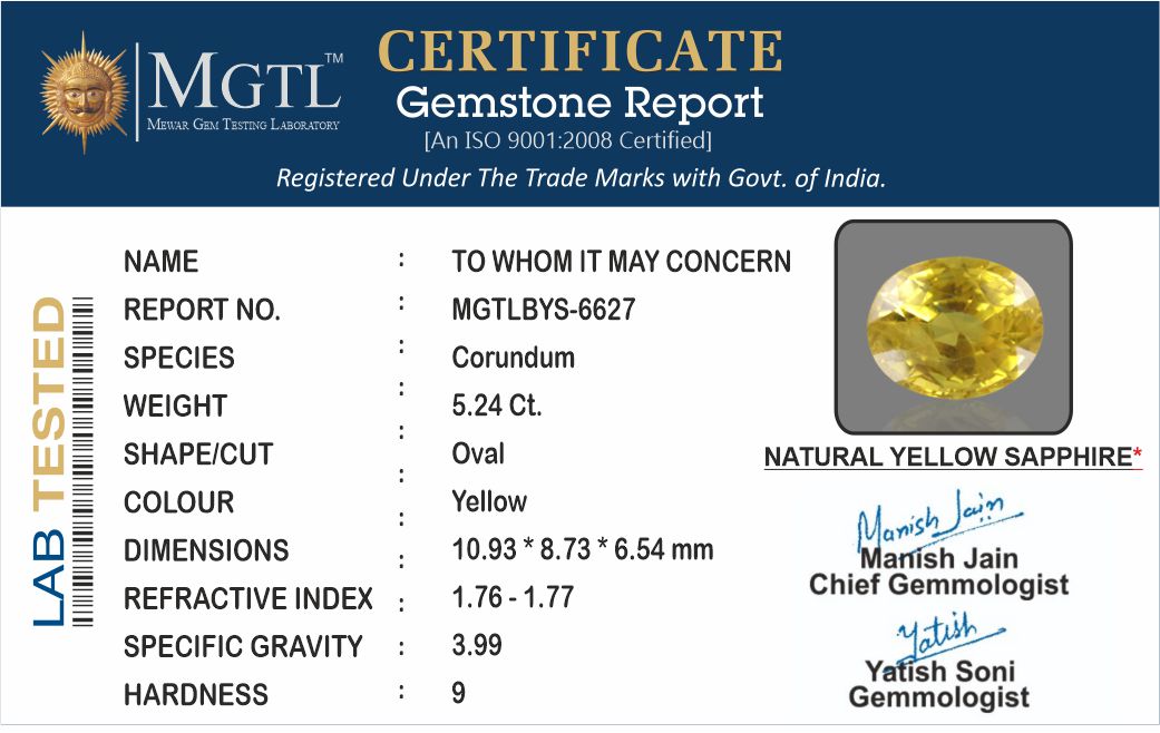 Yellow Sapphire - 5.24 Carats