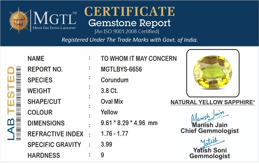 Yellow Sapphire - 3.80 Carats