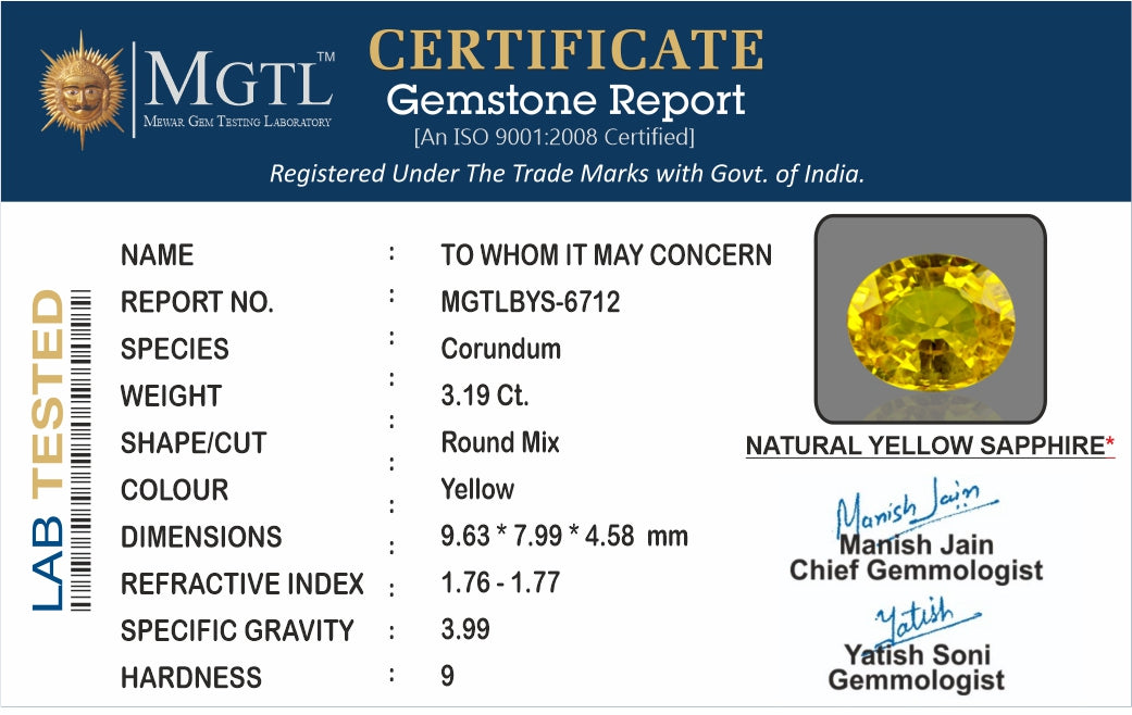 Yellow Sapphire - 3.19 Carats