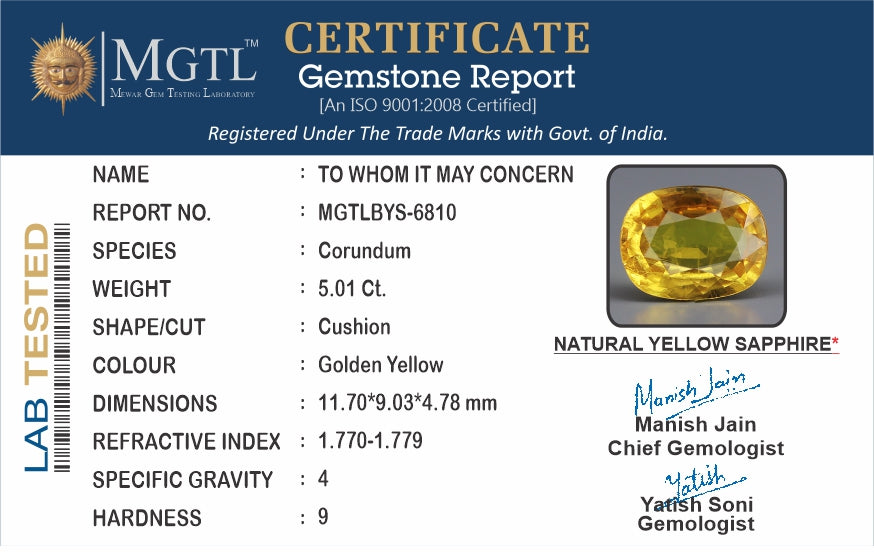 Yellow Sapphire - 5.01 Carats