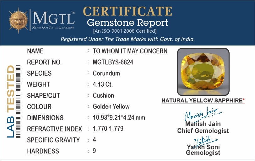 Yellow Sapphire - 4.13 Carats
