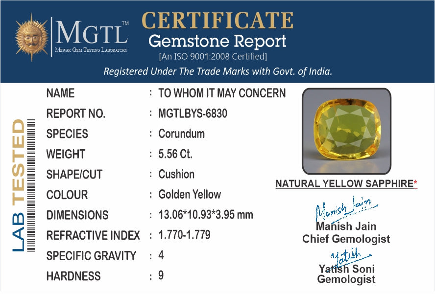 Yellow Sapphire - 5.56 Carats