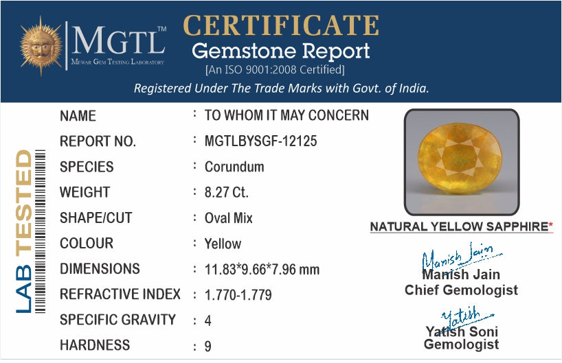 Yellow Sapphire - 8.27 Carats