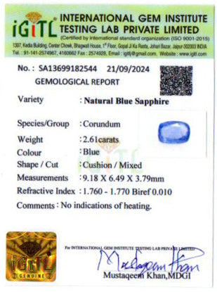 Blue Sapphire - 2.61 Carats