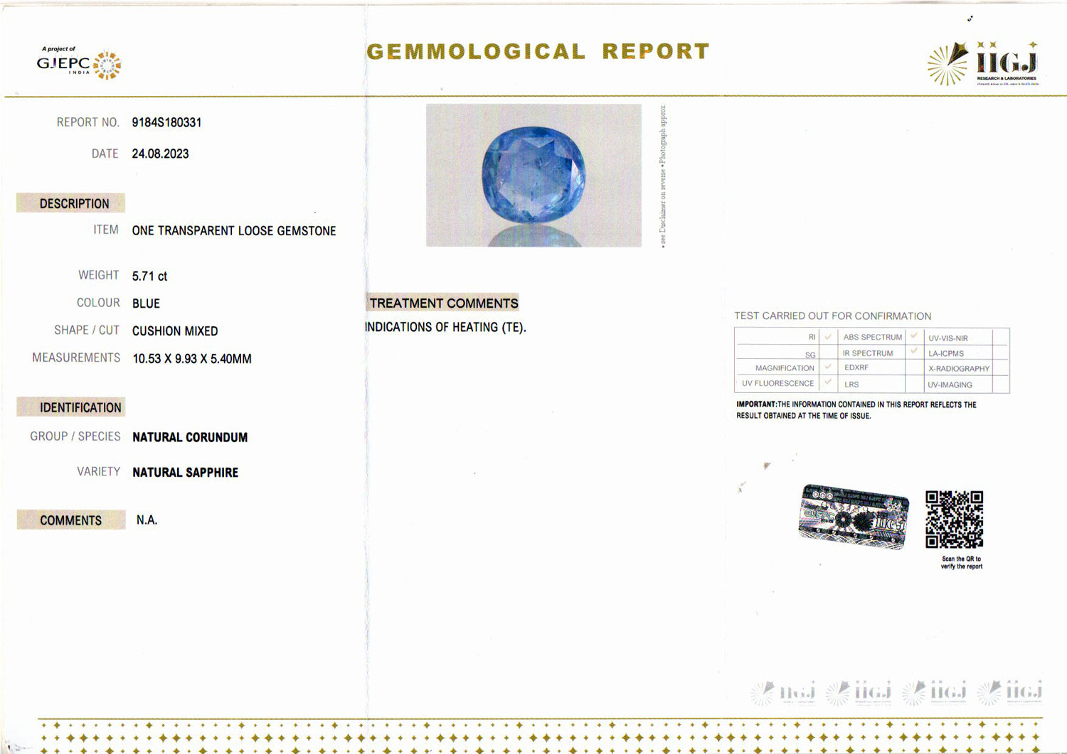 Blue Sapphire - 5.71 Carats