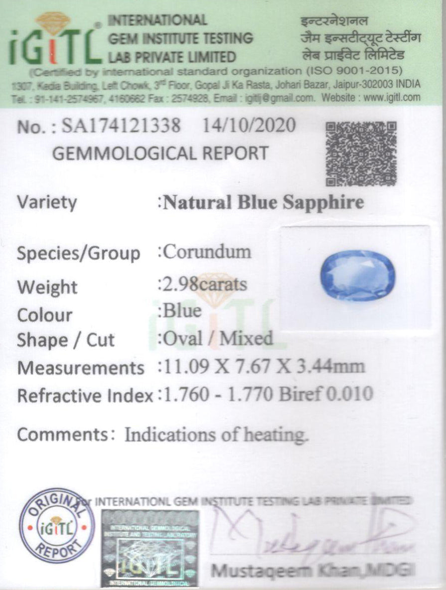 Ceylon Blue Sapphire - 2.98 Carat Limited Quality CBS-6102