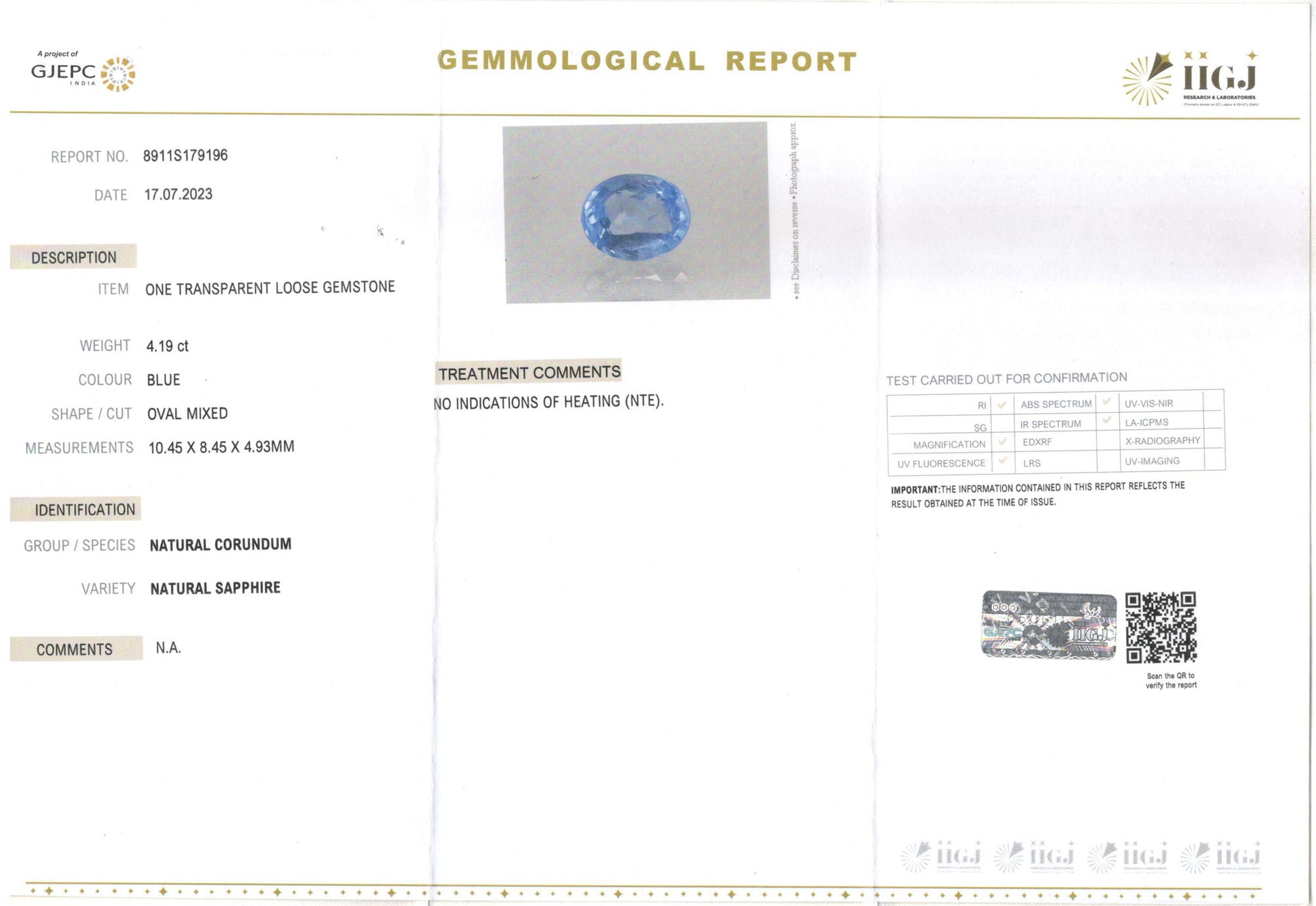 Ceylon Blue Sapphire - 4.19 Carat Limited Quality CBS-6104