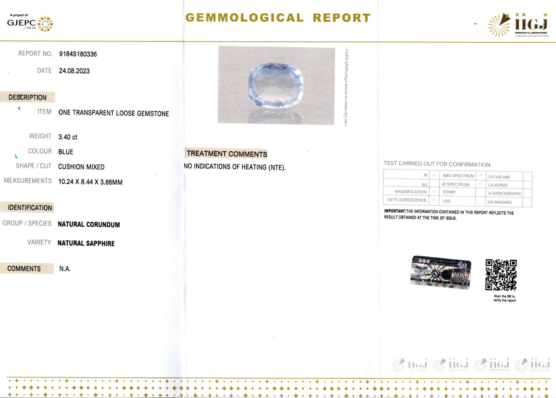 Ceylon Blue Sapphire - 3.40 Carat Prime Quality CBS-6108