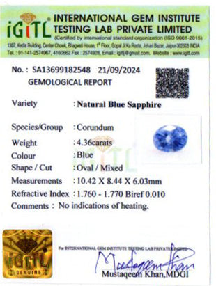 Ceylon Blue Sapphire - 4.36 Carat Limited Quality CBS-6167