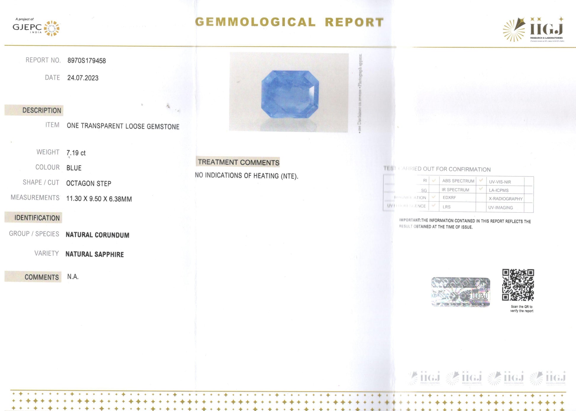 Ceylon Blue Sapphire - 7.19 Carat Limited Quality CBS-6194