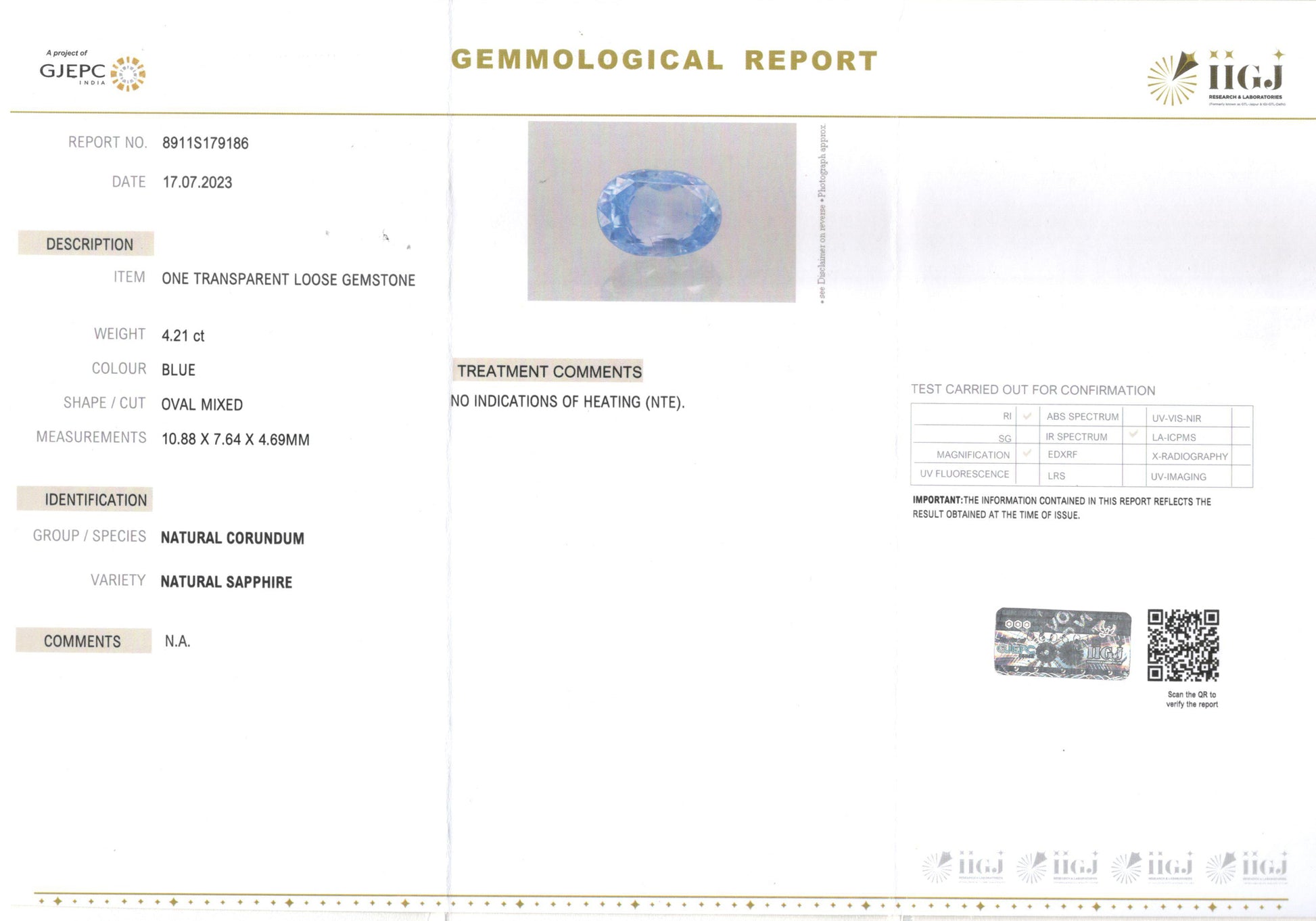 Ceylon Blue Sapphire - 4.21 Carat Limited Quality CBS-6198