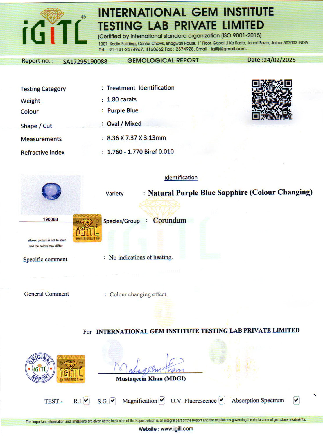 Ceylon Khooni Neelam - 1.80 Carat Limited Quality CBS-6223