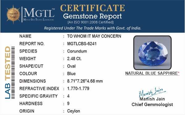 Blue Sapphire - 2.48 Carats