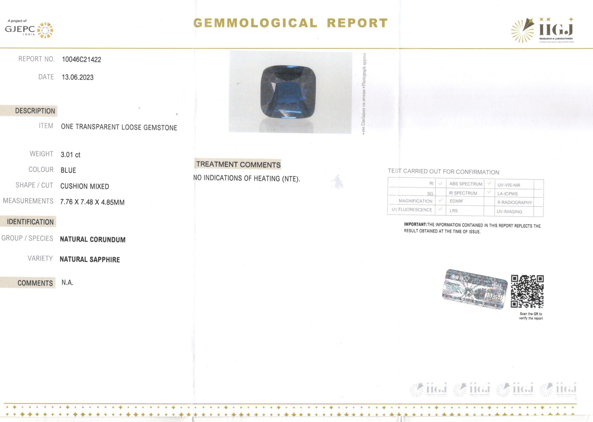 Blue Sapphire - 3.01 Carats