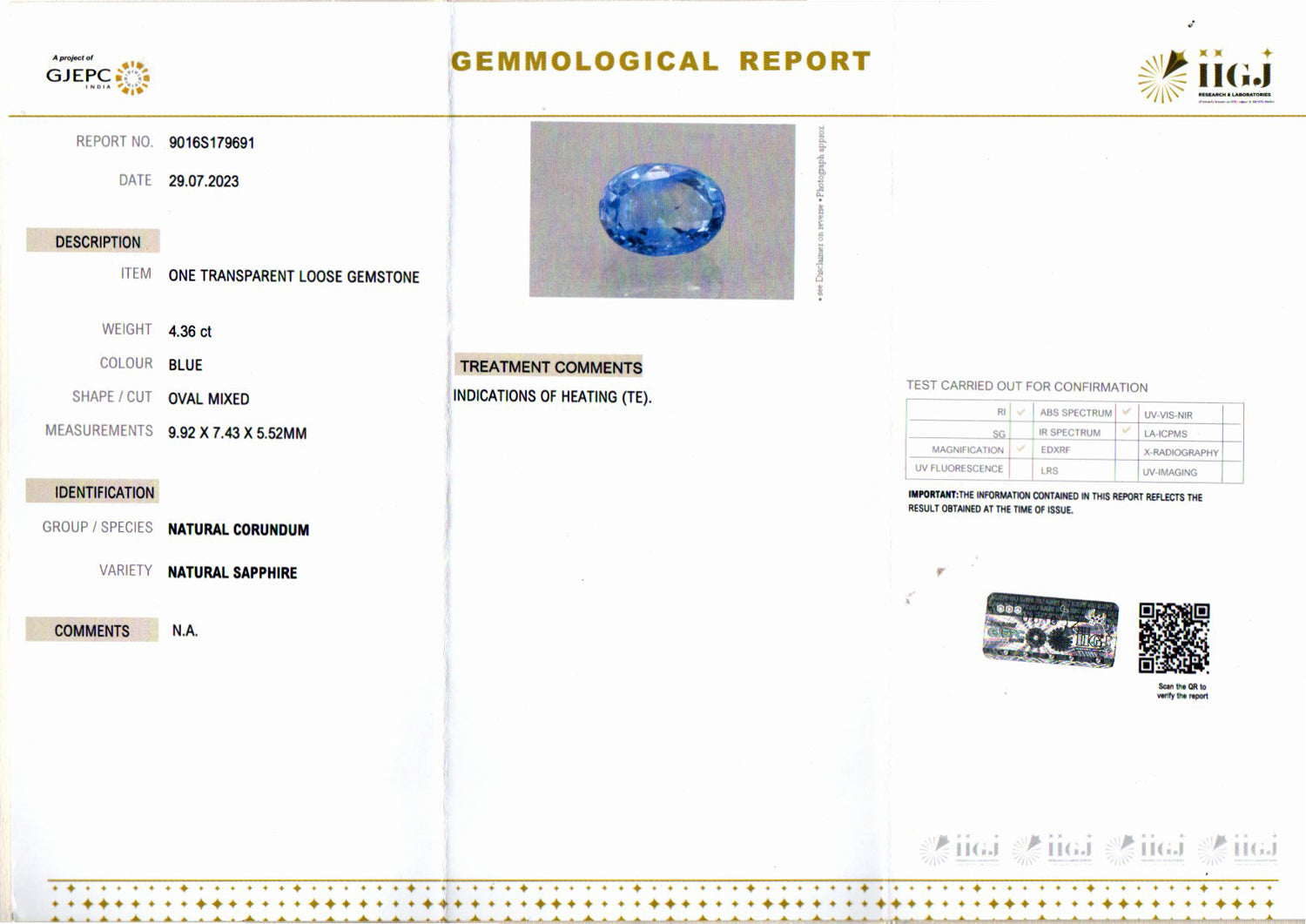 Blue Sapphire - 4.36 Carats