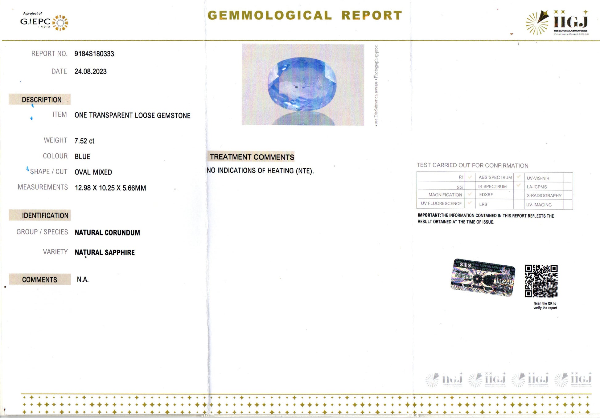 Blue Sapphire - 7.52 Carats