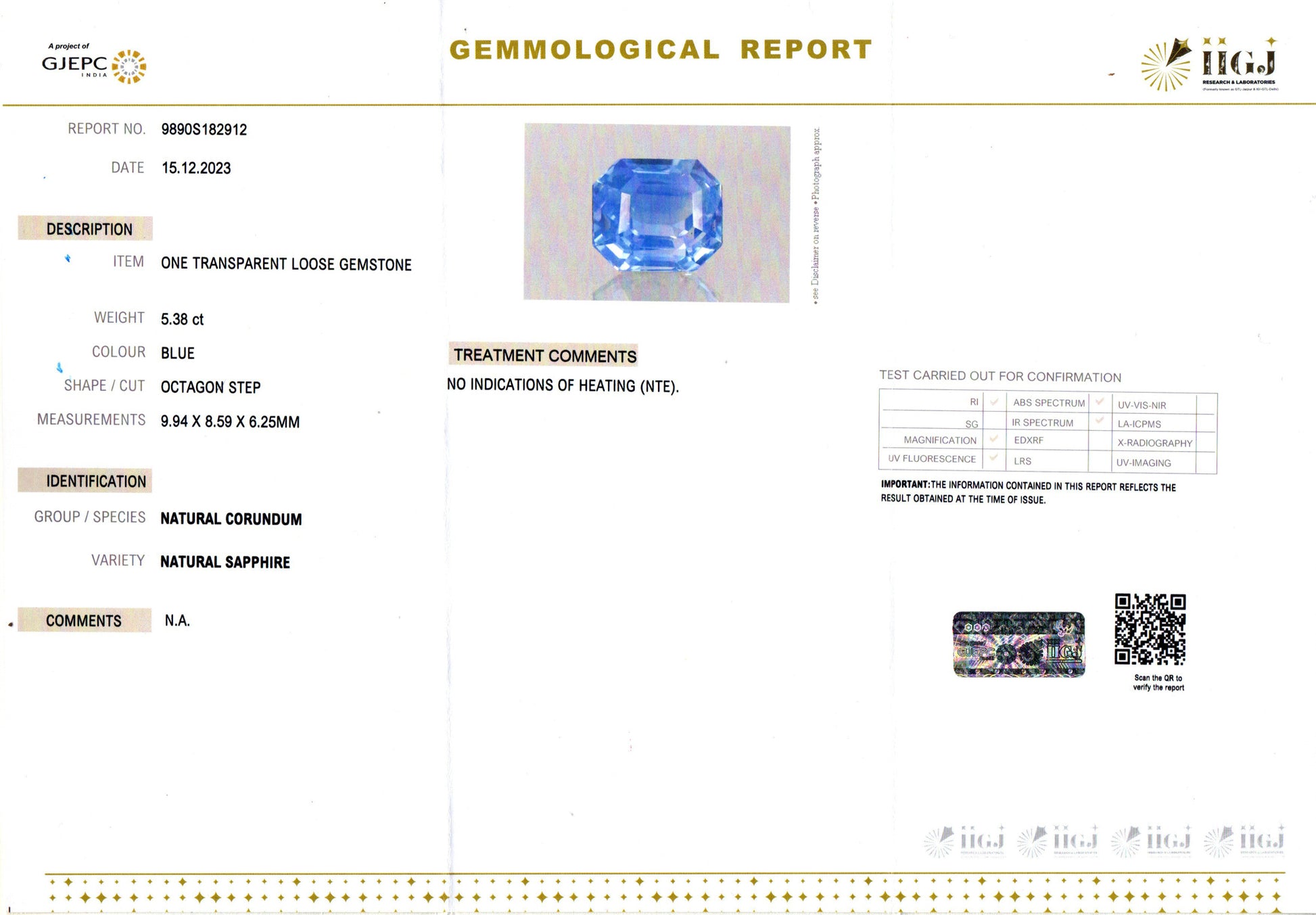 Blue Sapphire - 5.38 Carats