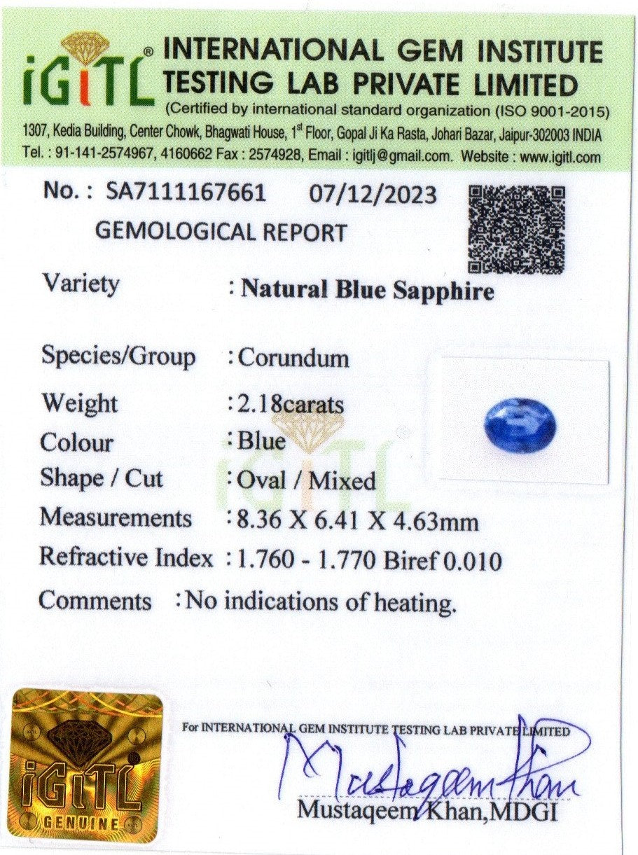 Blue Sapphire - 2.18 Carats