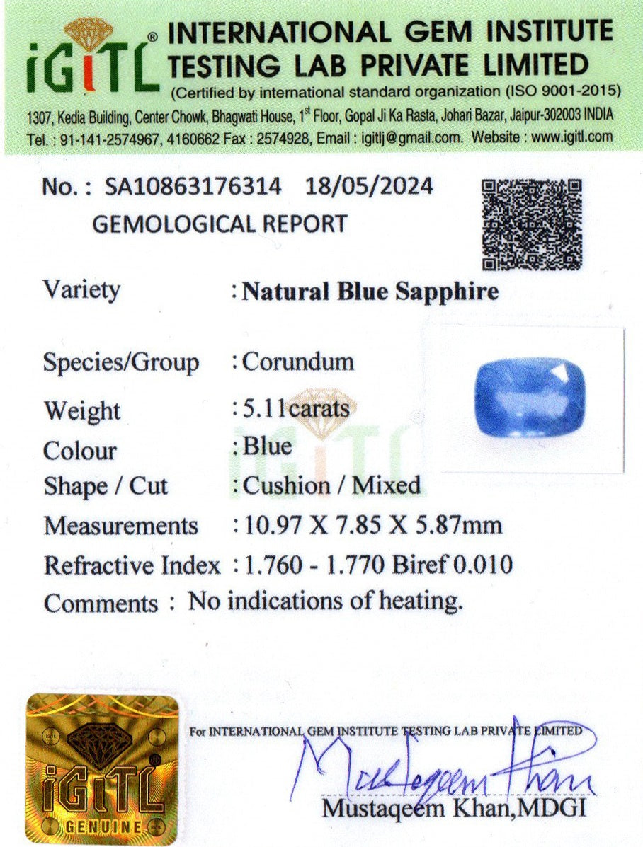 Ceylon Blue Sapphire - 5.11 Carat Limited Quality CBS-6266