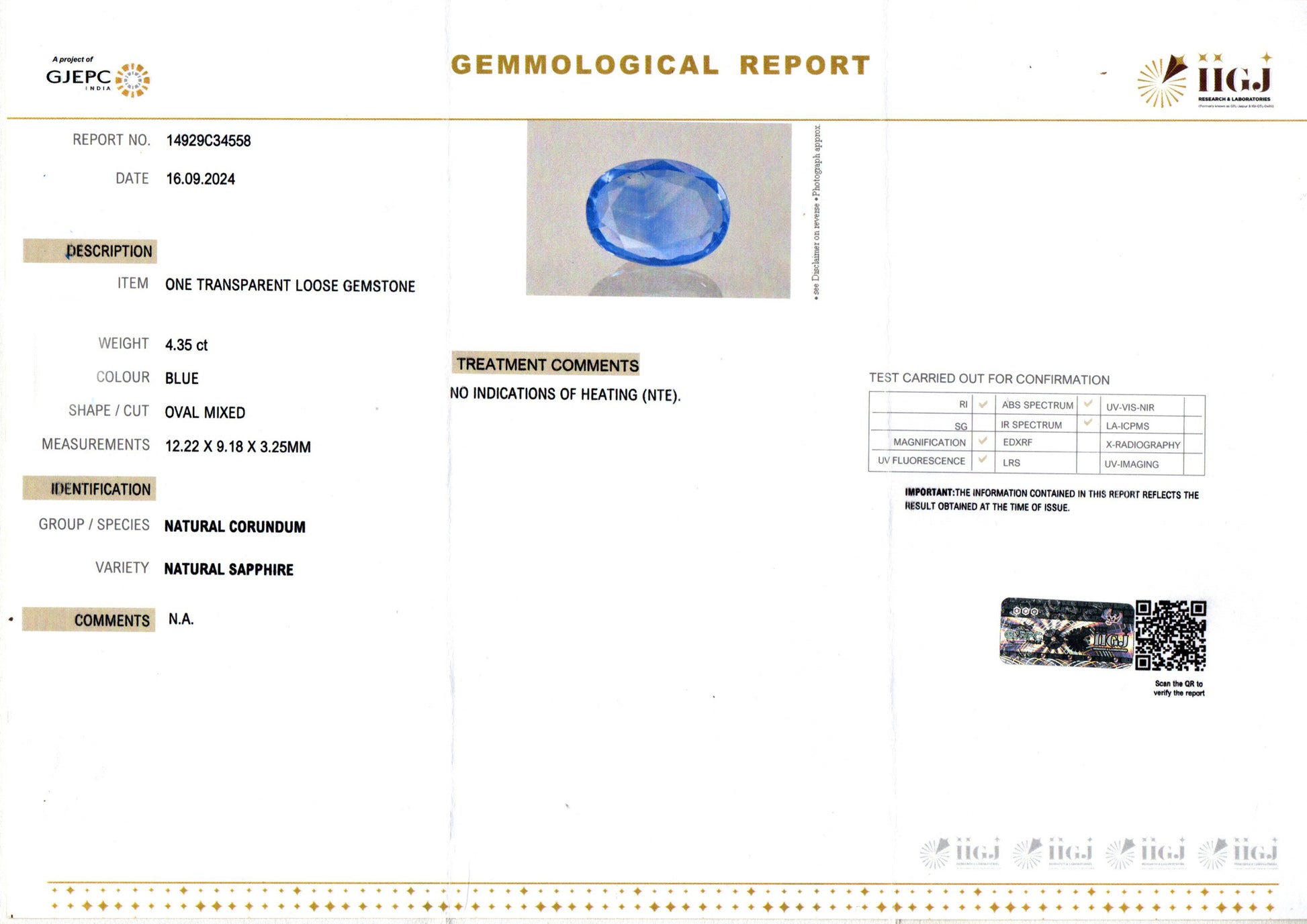 Ceylon Blue Sapphire - 4.35 Carat Limited Quality CBS-6289