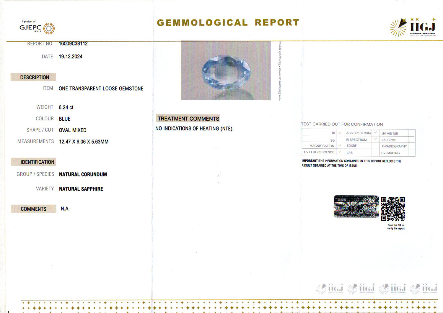 Ceylon Blue Sapphire - 6.24 Carat Prime Quality CBS-6295