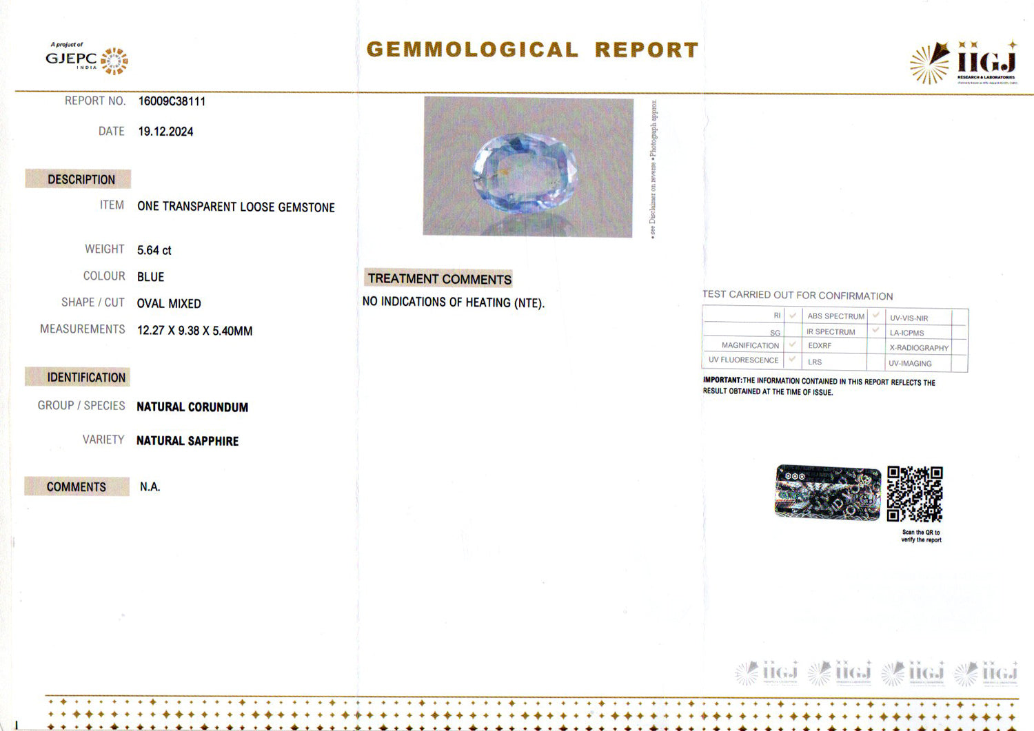 Ceylon Blue Sapphire - 5.64 Carat Prime Quality CBS-6296