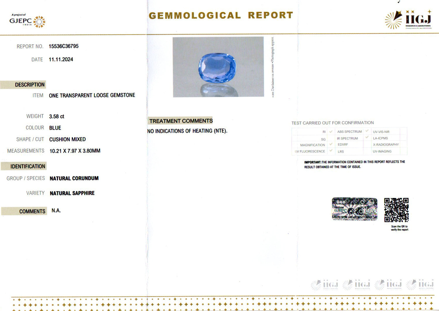 Ceylon Blue Sapphire - 3.58 Carat Rare Quality CBS-6302