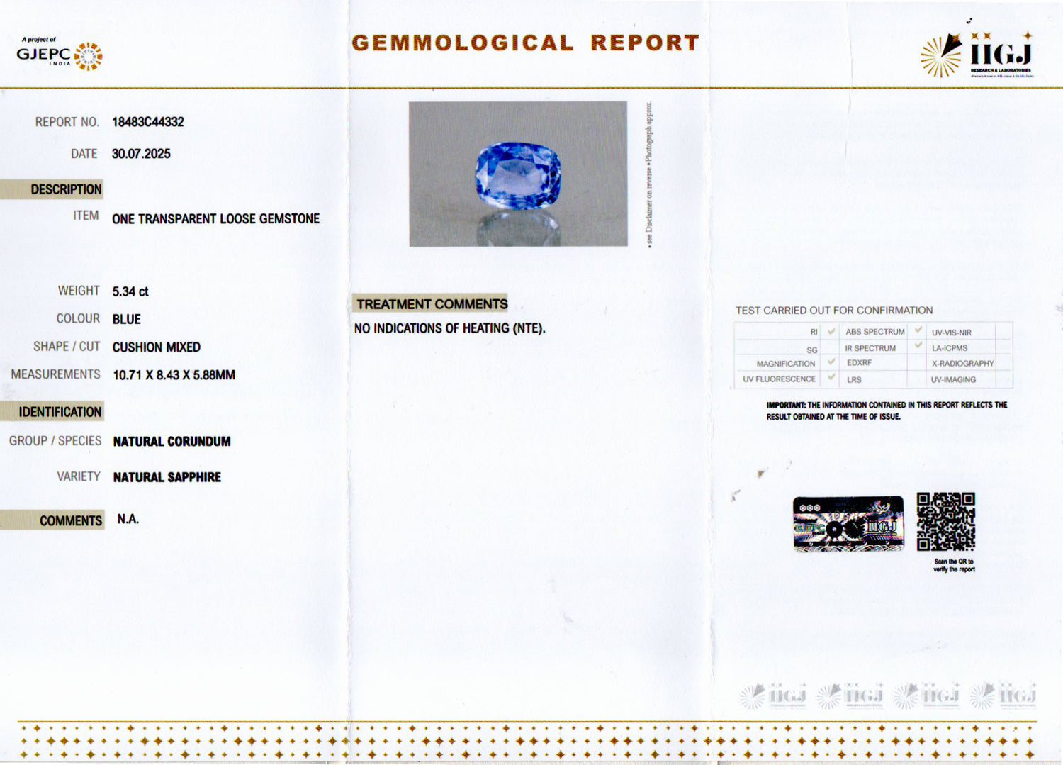 Ceylon Blue Sapphire - 5.34 Carat Prime Quality CBS-6312