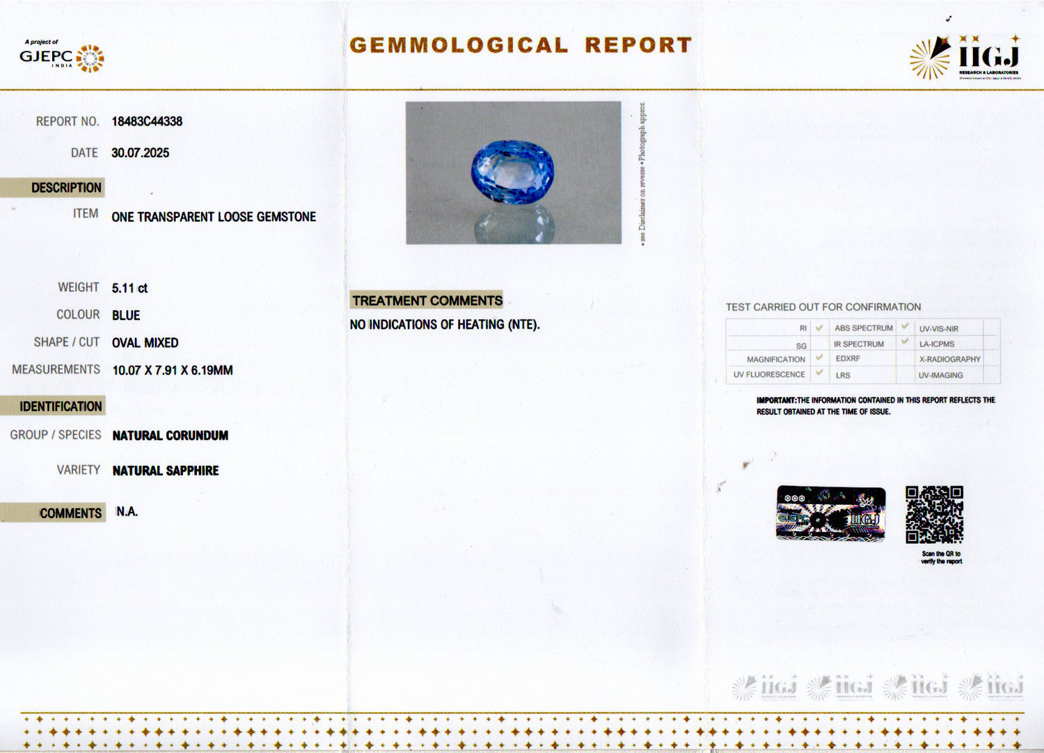 Ceylon Blue Sapphire - 5.11 Carat Limited Quality CBS-6315