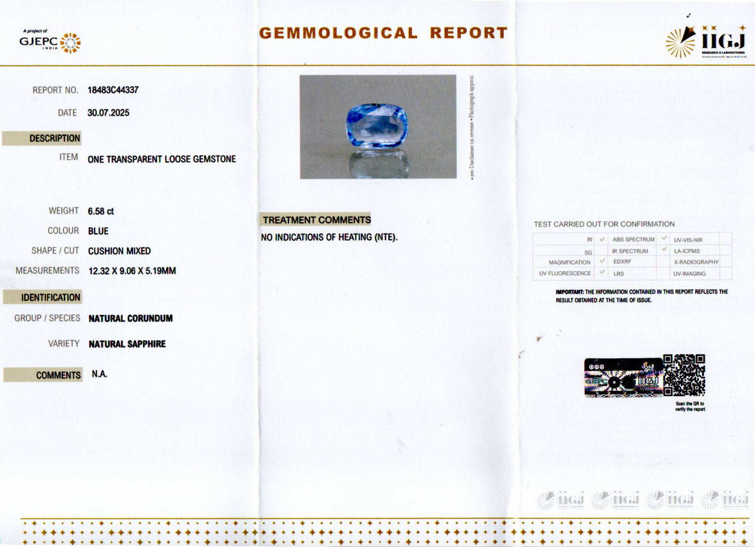 Ceylon Blue Sapphire - 6.58 Carat Limited Quality CBS-6316