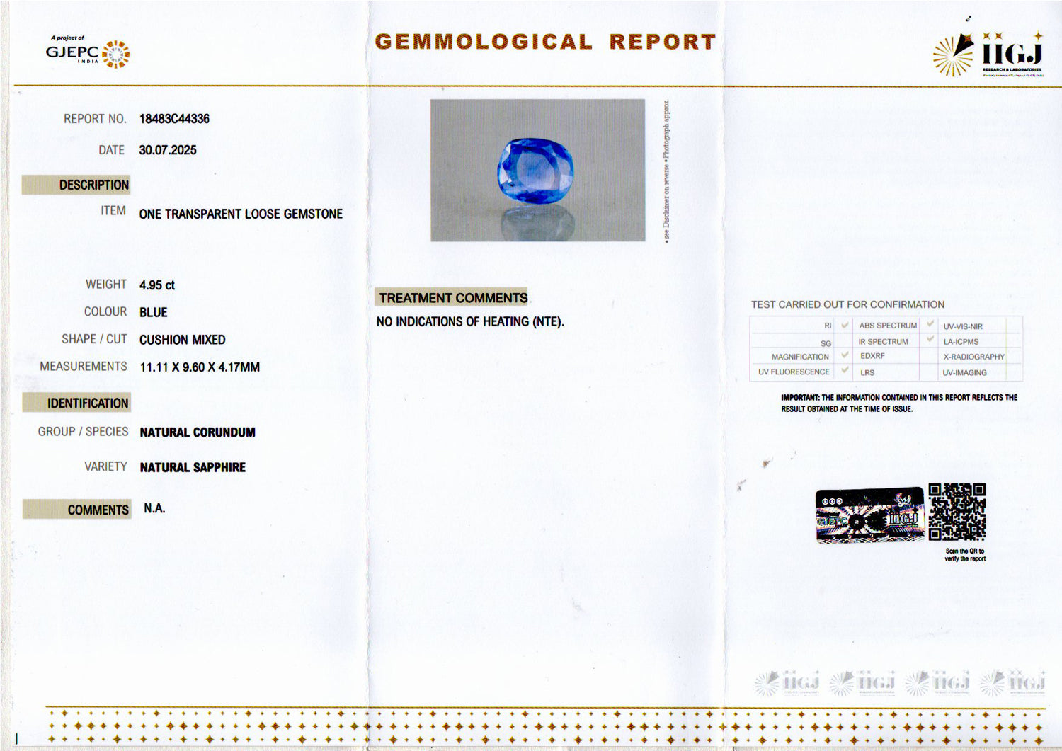 Ceylon Blue Sapphire - 4.95 Carat Prime Quality CBS-6318