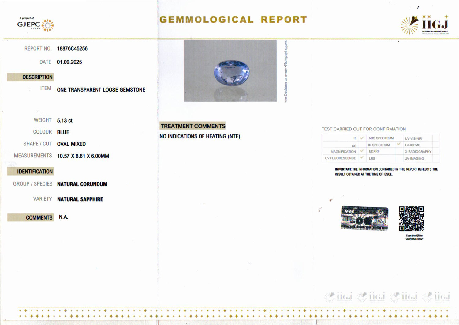 Ceylon Blue Sapphire - 5.13 Carat Limited Quality CBS-6330
