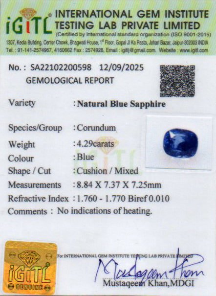 Blue Sapphire - 4.29 Carats