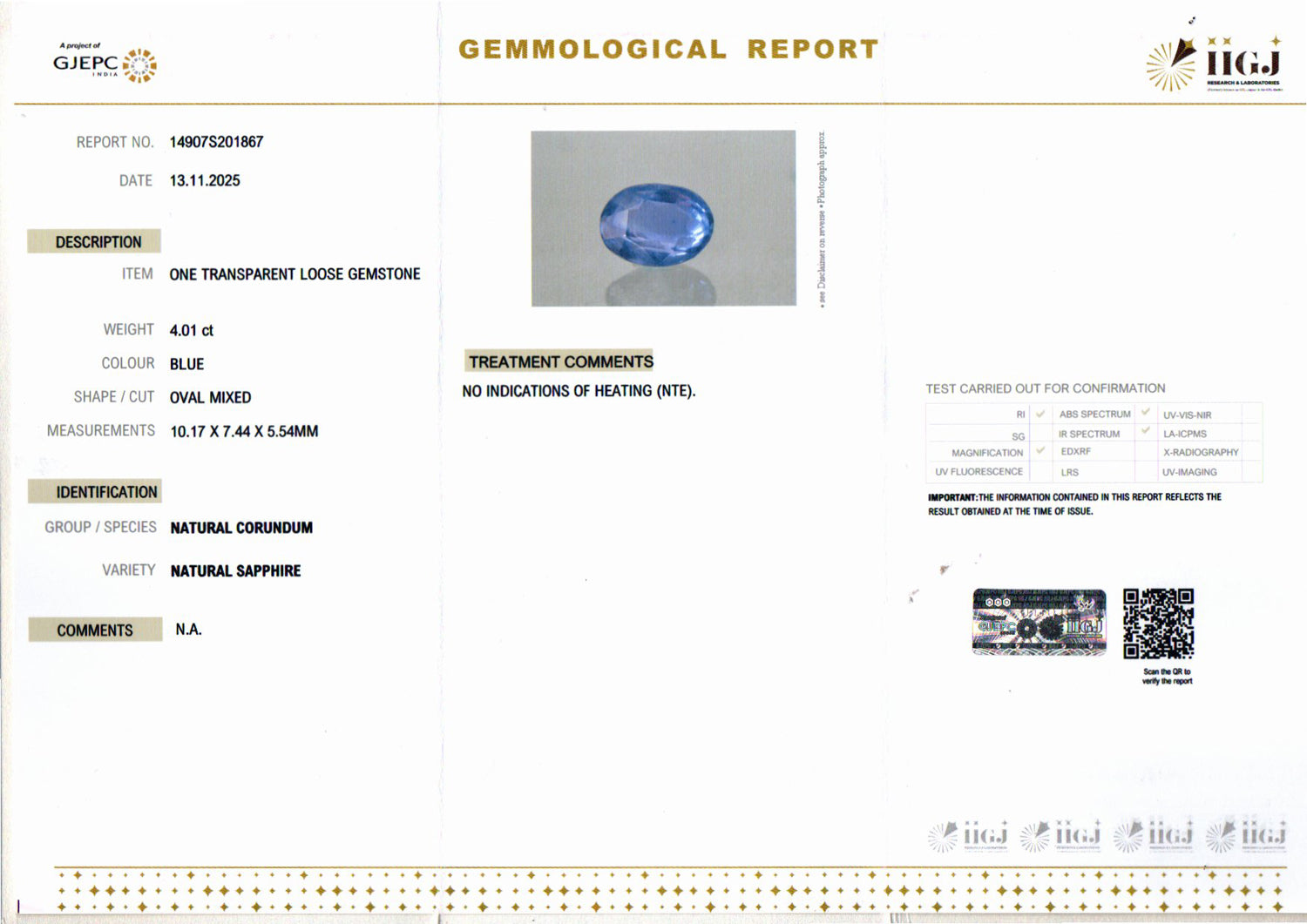Blue Sapphire - 4.01 Carats