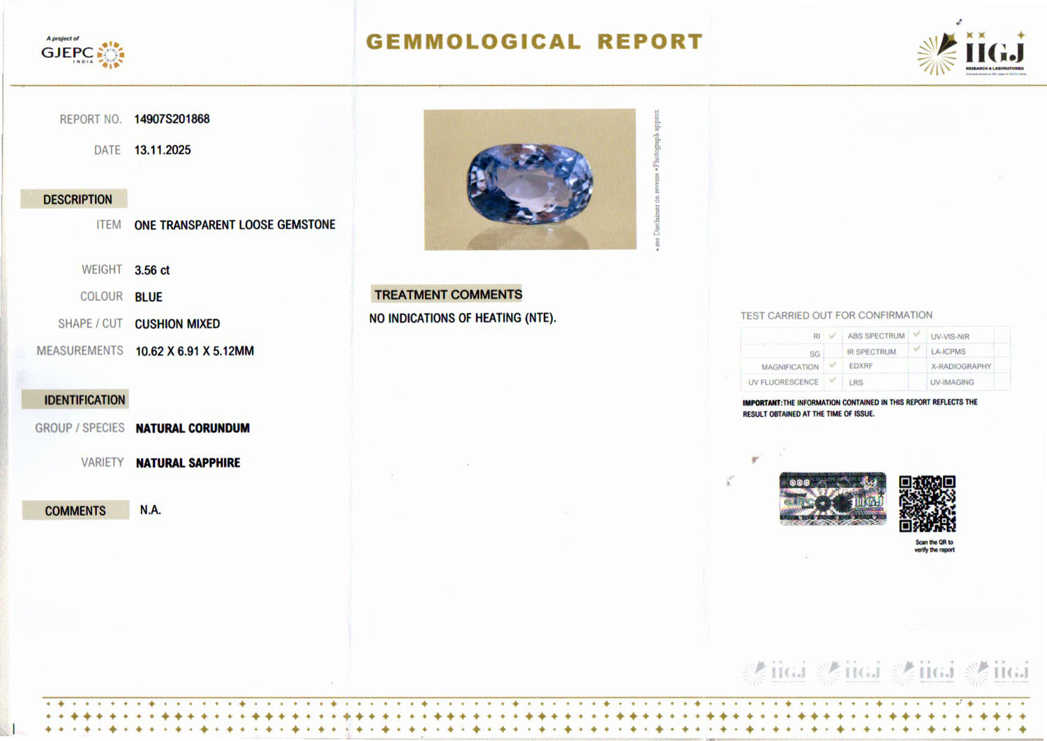 Ceylon Blue Sapphire - 3.56 Carat Limited Quality CBS-6344