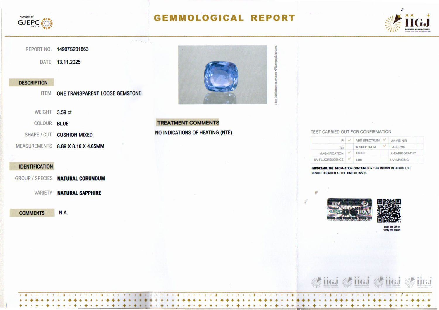 Blue Sapphire - 3.59 Carats