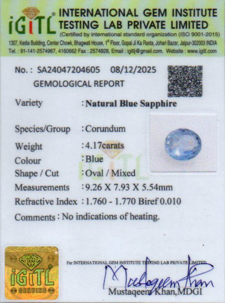 Blue Sapphire - 4.17 Carats